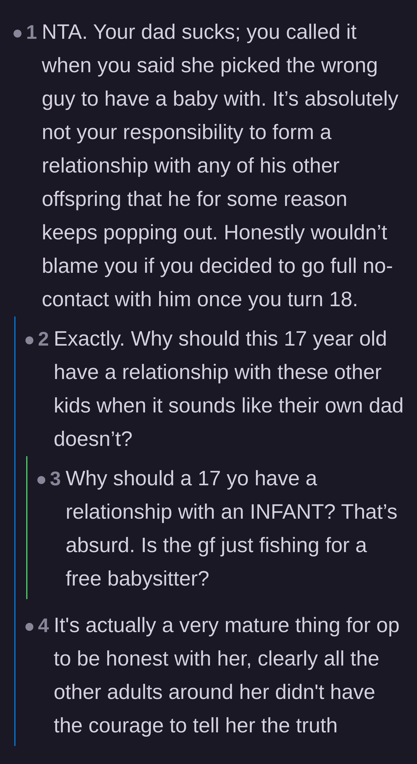 Commenters validate the teen's boundary and point out the delusion of expecting him to bond with a new infant.