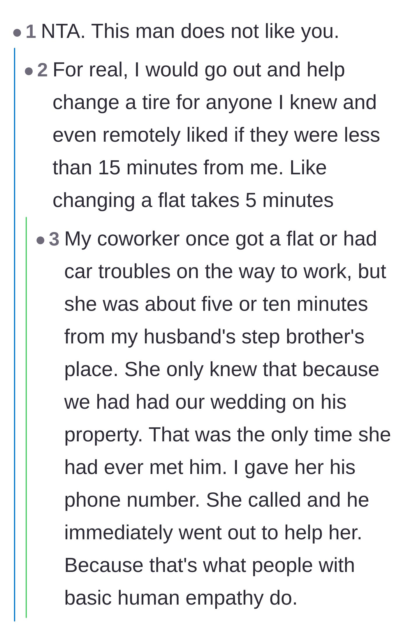 Comment thread 3 - Debating how even acquaintances show more basic empathy than her boyfriend did