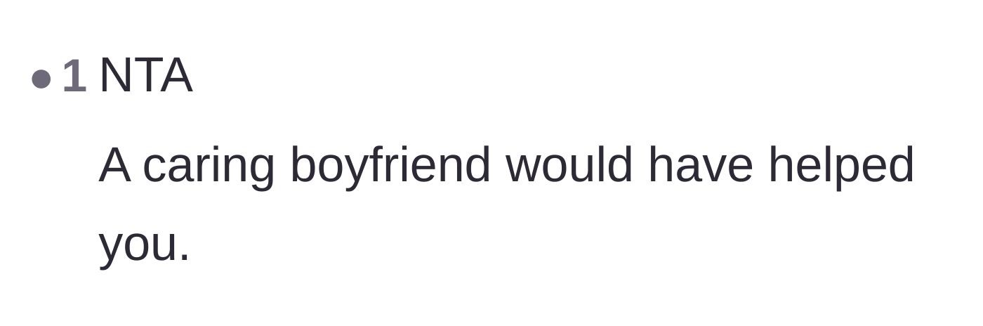 Comment thread 6 - Stating simply that a caring partner would have shown up