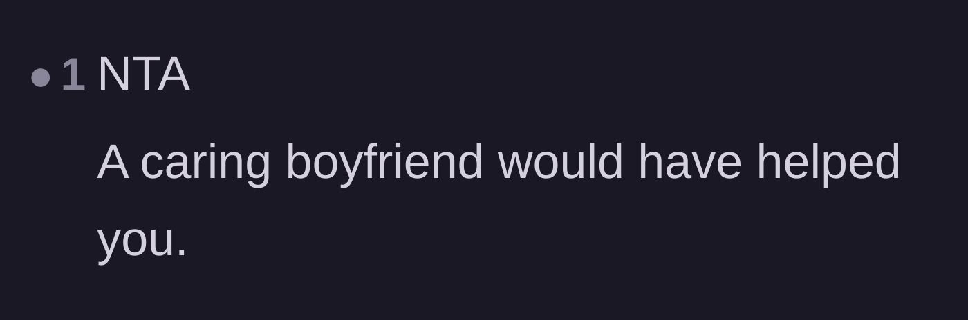 Comment thread 6 - Stating simply that a caring partner would have shown up