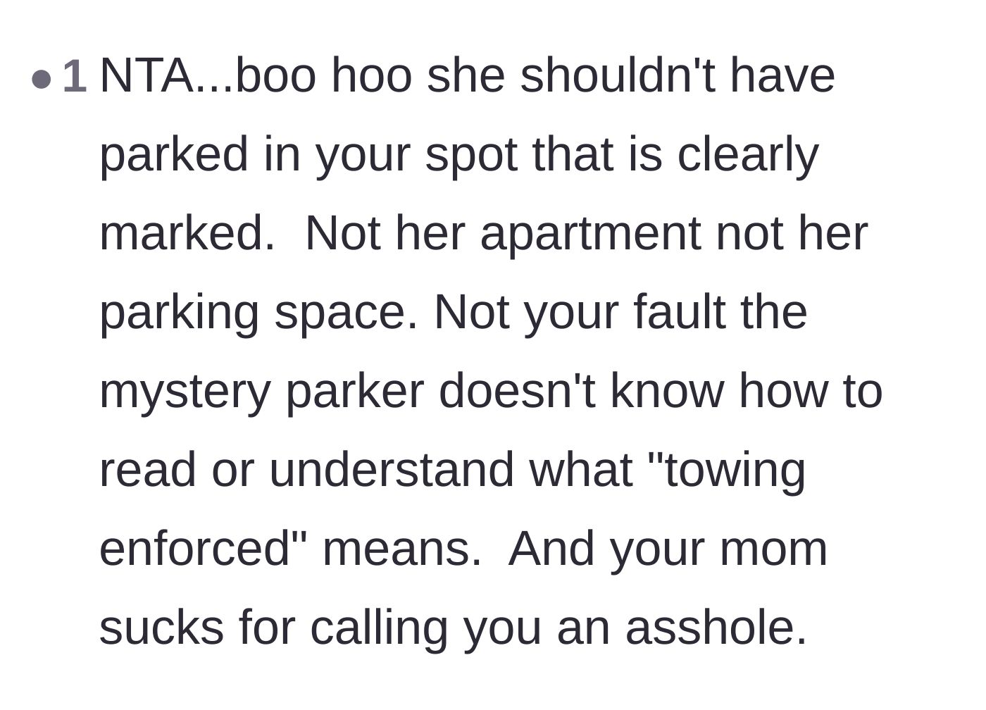 Comment thread 4 - Highlighting the squatter's complete inability to understand a clear, written towing warning.