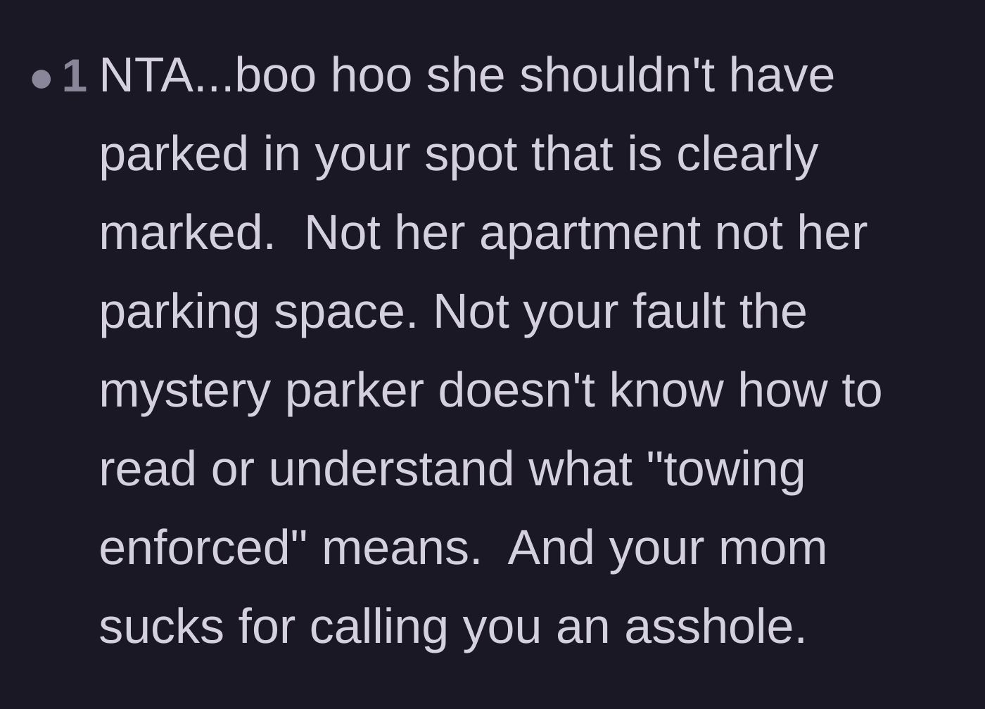 Comment thread 4 - Highlighting the squatter's complete inability to understand a clear, written towing warning.