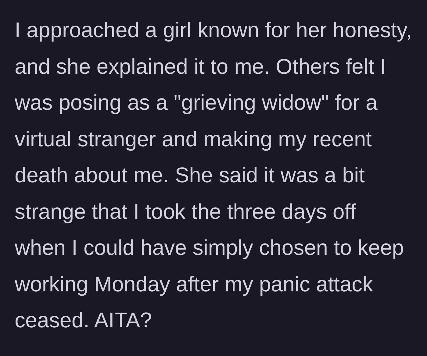 Story part 7 - Returning to work only to face icy stares and accusations of faking grief for attention.