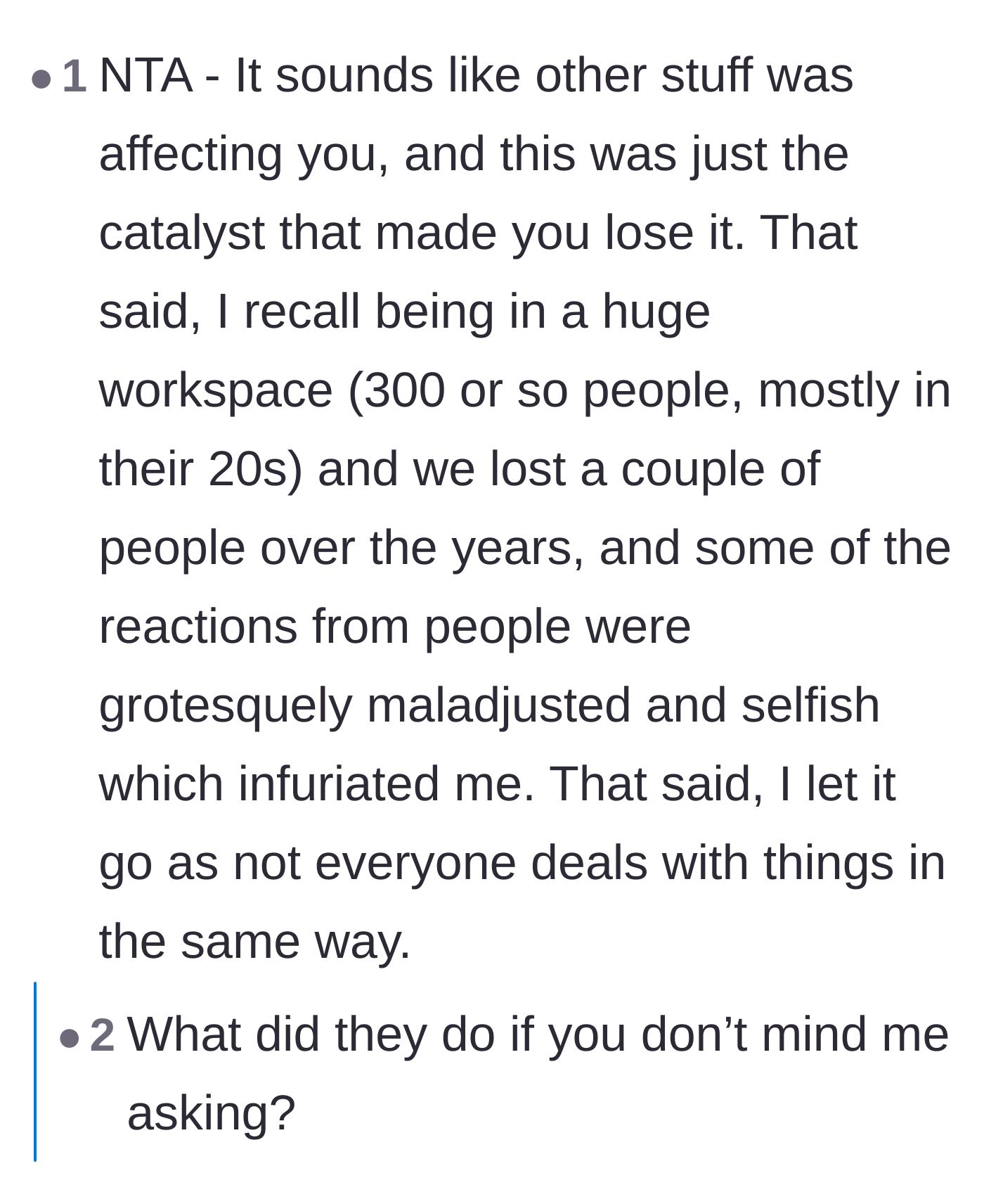 Comment thread 3 - Reflections on how a single traumatic event often serves as a catalyst for underlying, unspoken stress.