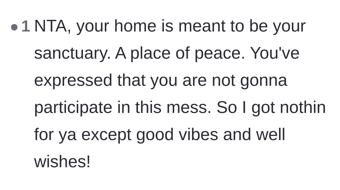 Comment thread 4 - Support emphasizing that a home is meant to be a peaceful sanctuary.