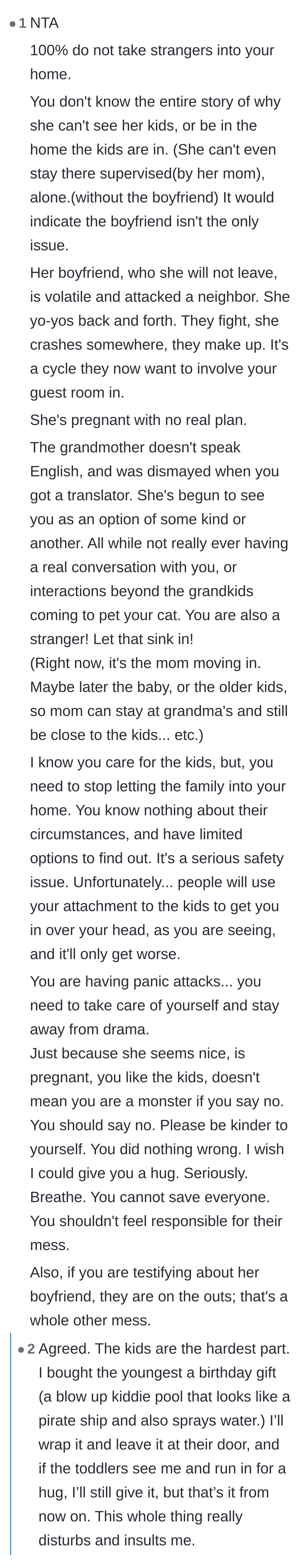 Comment thread 5 - A detailed breakdown of the safety risks and red flags, with the narrator expressing sadness about the children.