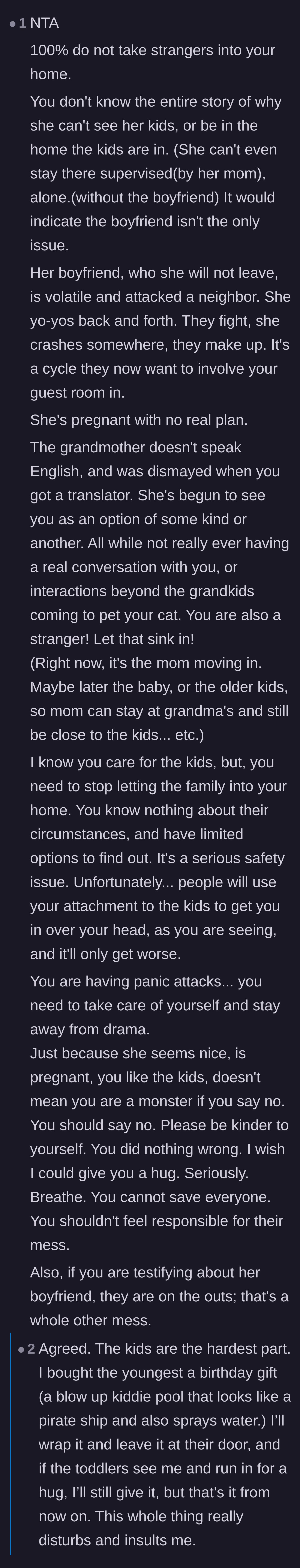 Comment thread 5 - A detailed breakdown of the safety risks and red flags, with the narrator expressing sadness about the children.