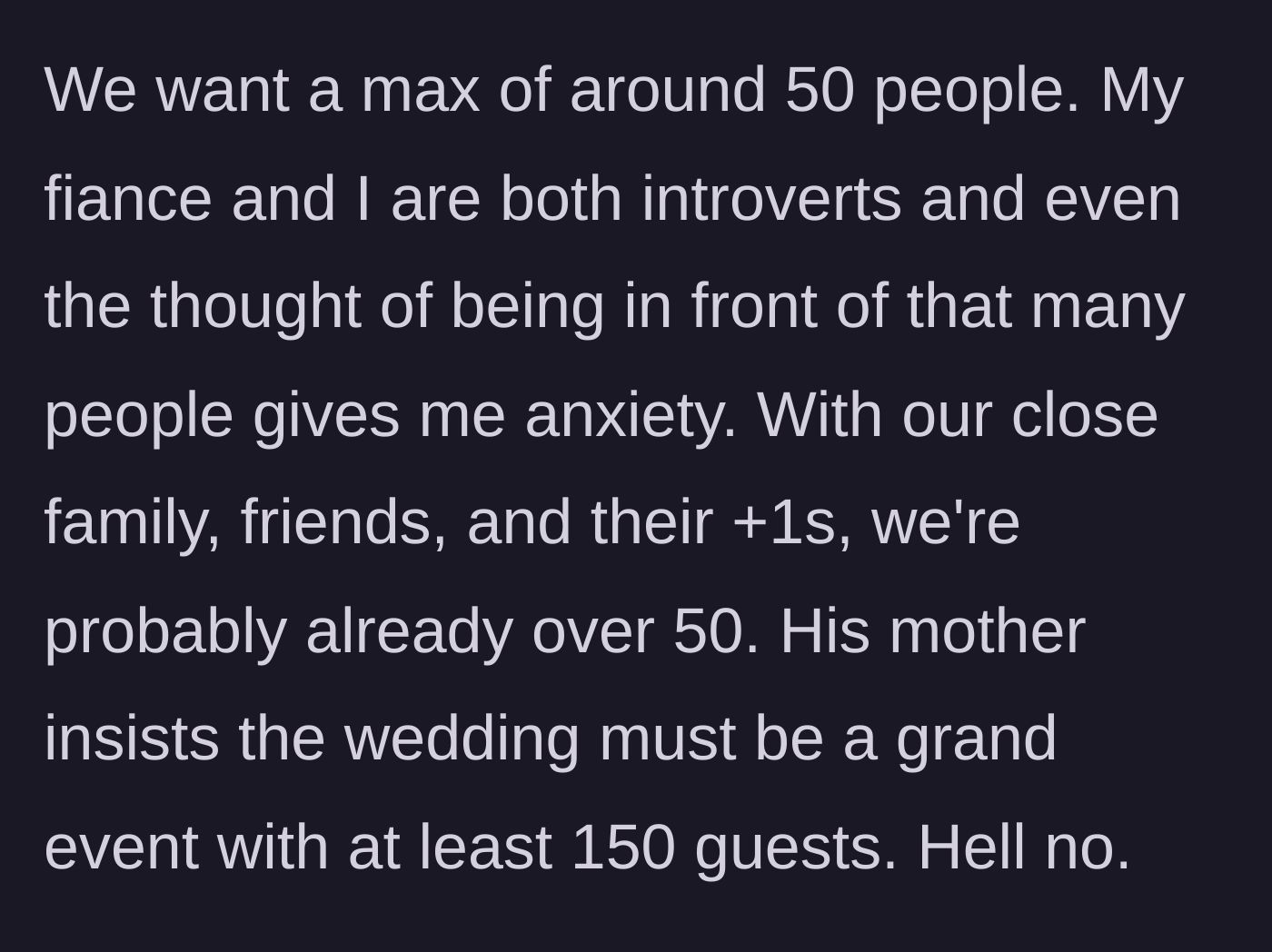Story part 2 - A split screen of a cozy, intimate gathering of 50 people on one side, and a massive, chaotic party on the other.
