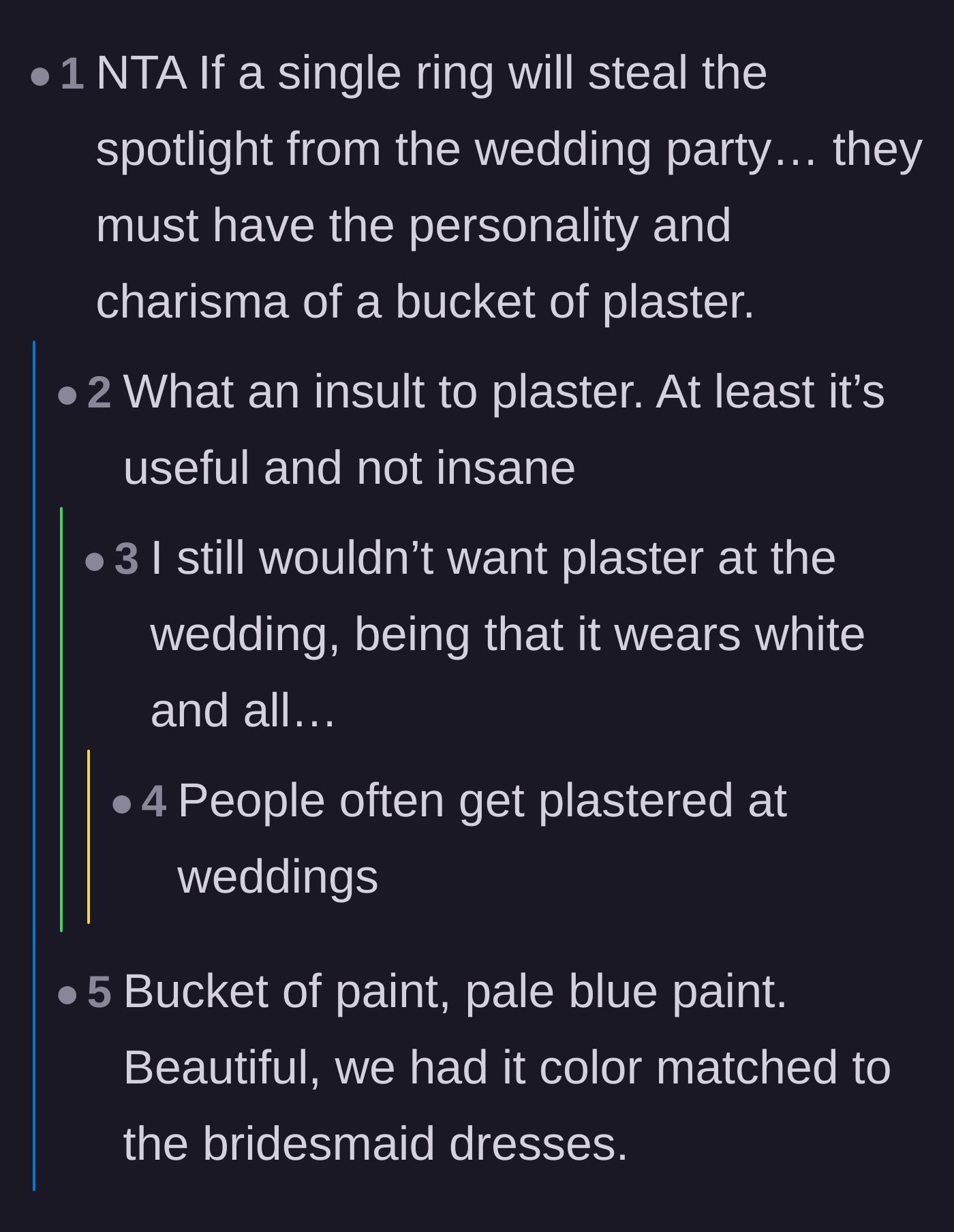 Comment thread 2 - Commenters mock the couple's lack of charisma and joke about buckets of plaster.