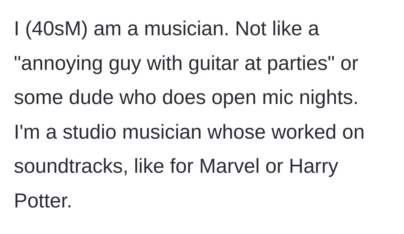 Story part 1 - The author explains his high-level career as a professional studio musician for major film franchises.