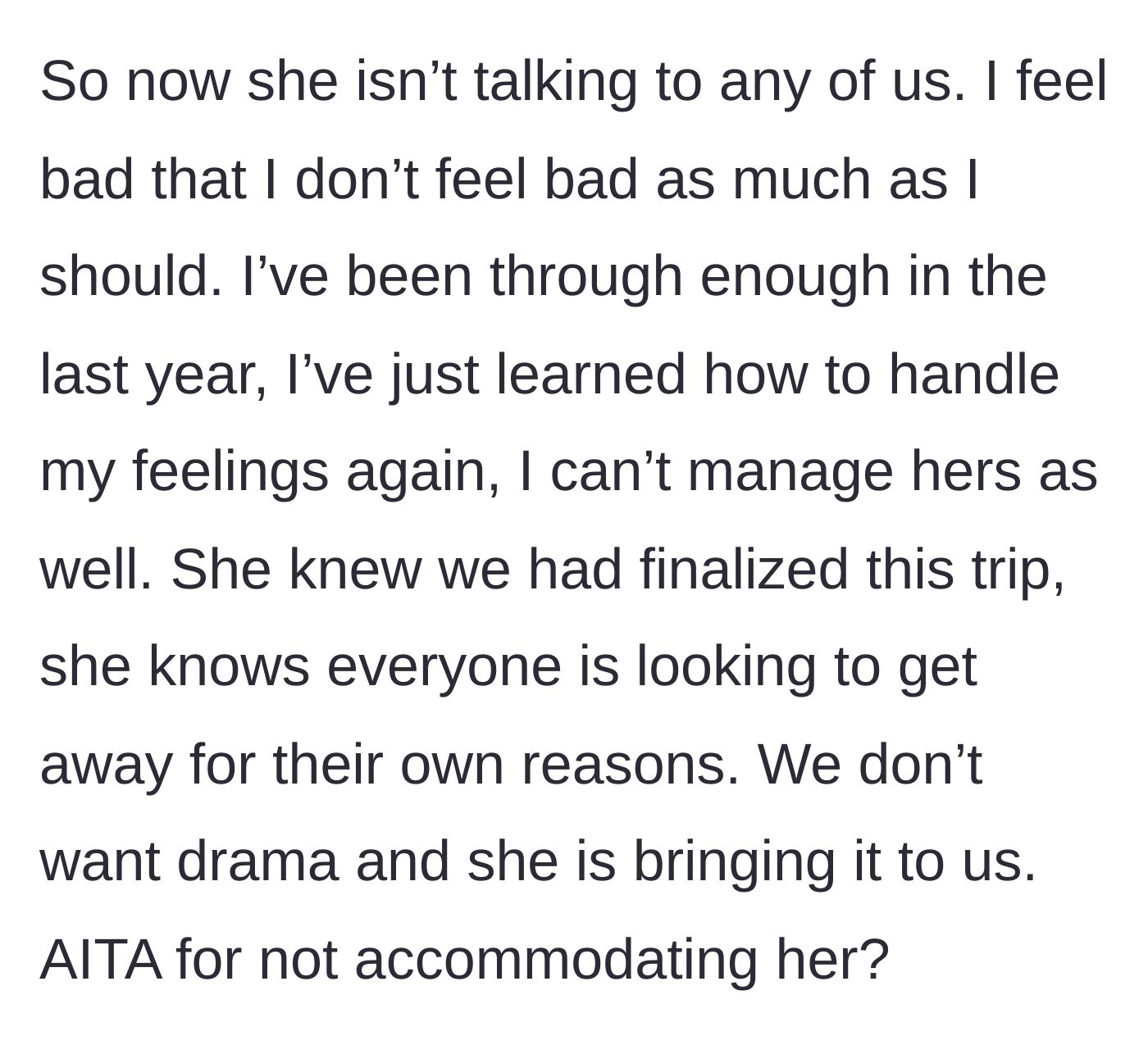 Story part 7 - Diane gives the group the silent treatment, and the author refuses to take responsibility for Diane's emotions.