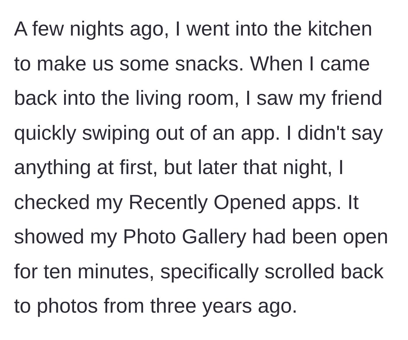 Story part 2 - Someone checking the recently opened apps menu on a tablet to see the photo gallery