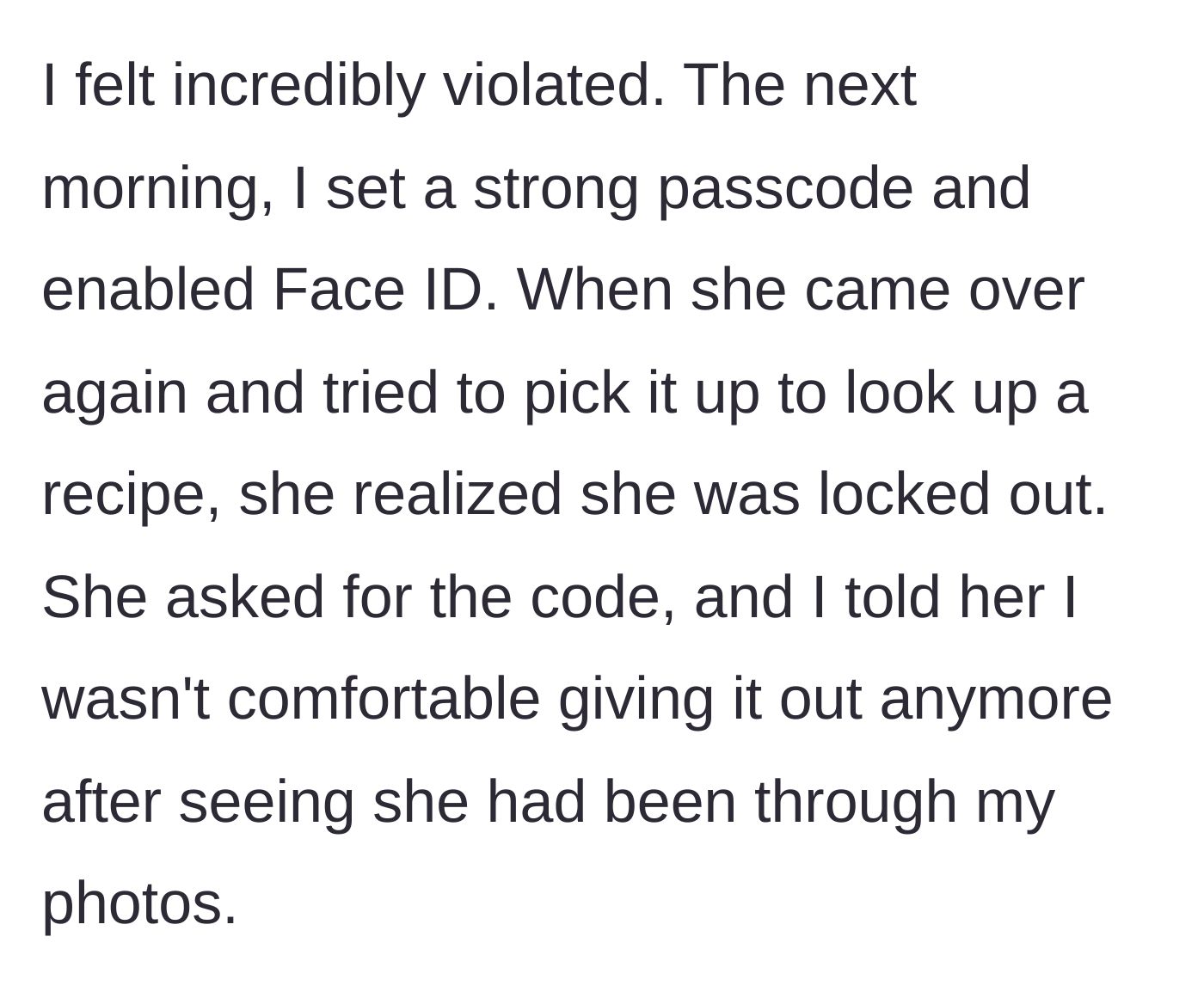 Story part 3 - A person setting up Face ID and typing in a secure new passcode