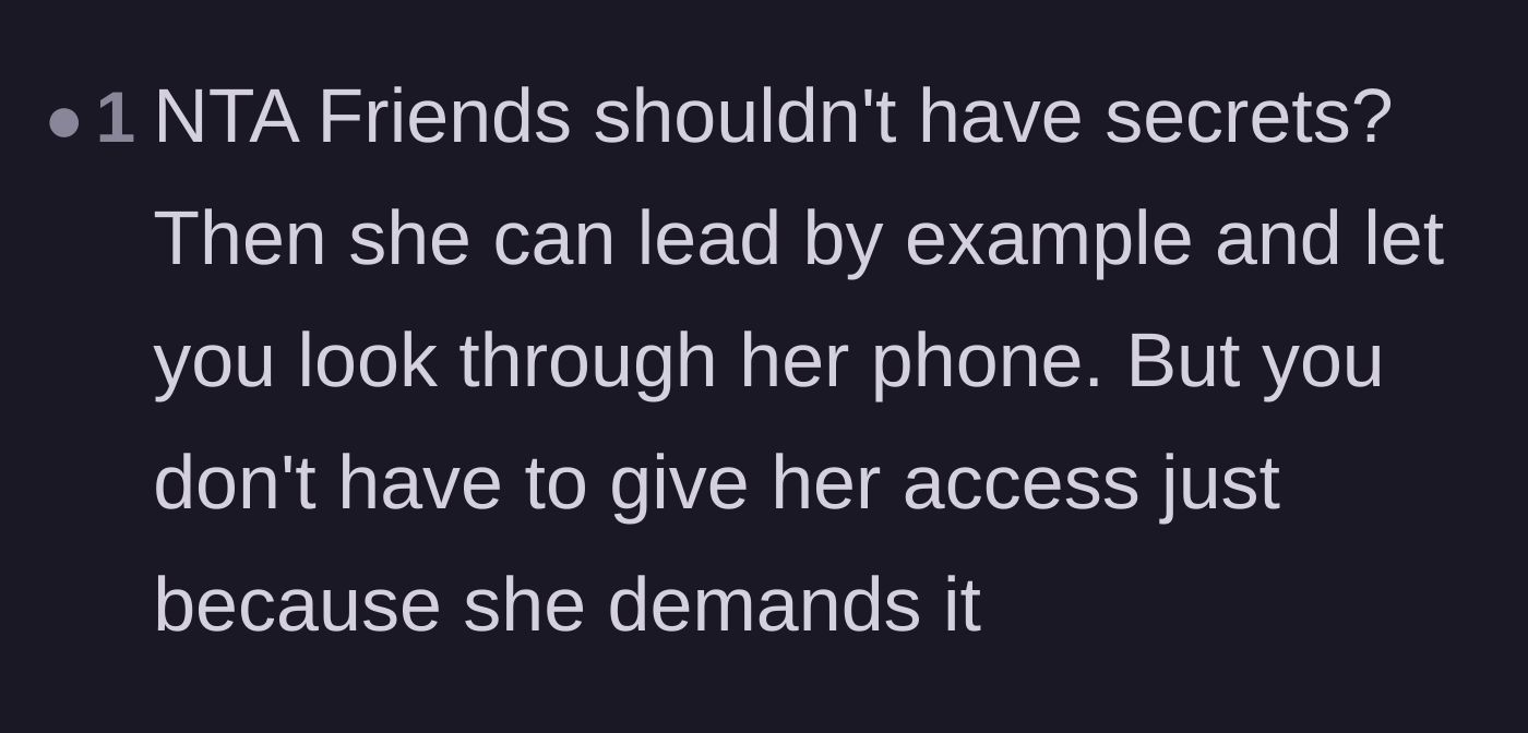Comment thread 6 - Highlighting the double standard and suggesting the friend should lead by example with her own device.