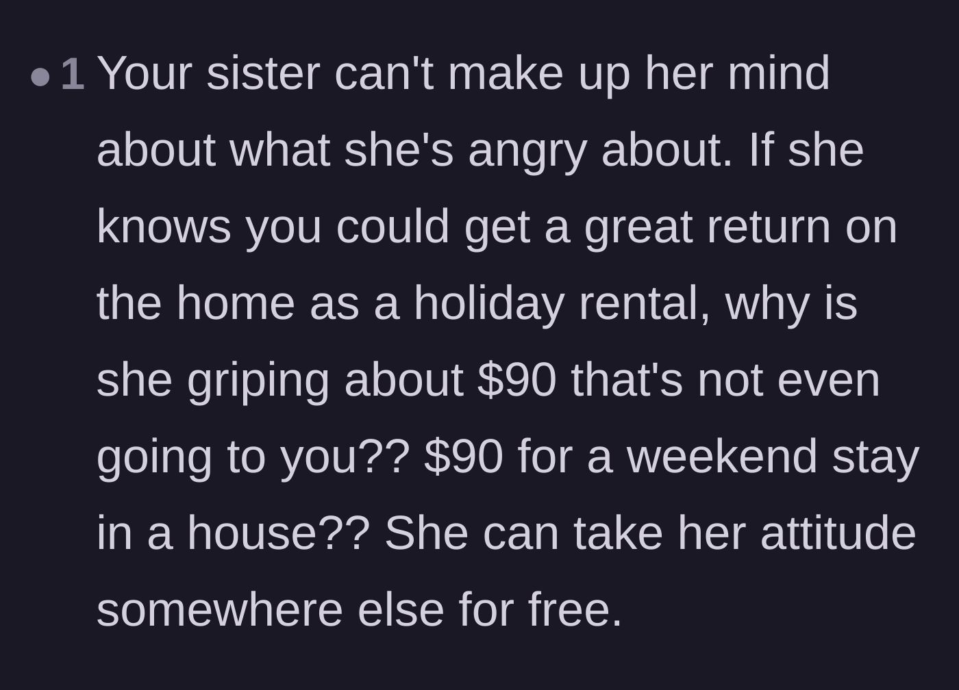 Comment thread 5 - Pointing out the glaring contradictions in the younger sister's arguments.
