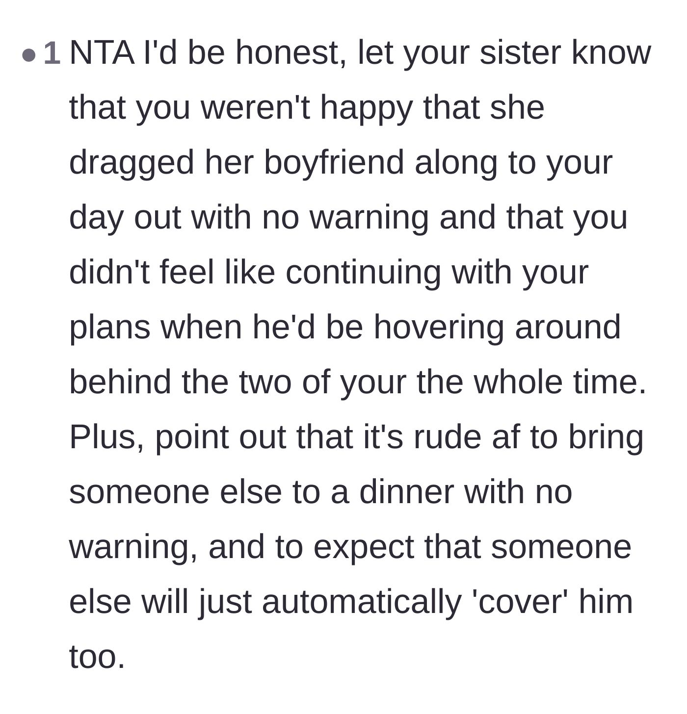 Comment thread 5 - Pointing out how uncomfortable it would be to have the boyfriend hovering during shopping and nails.