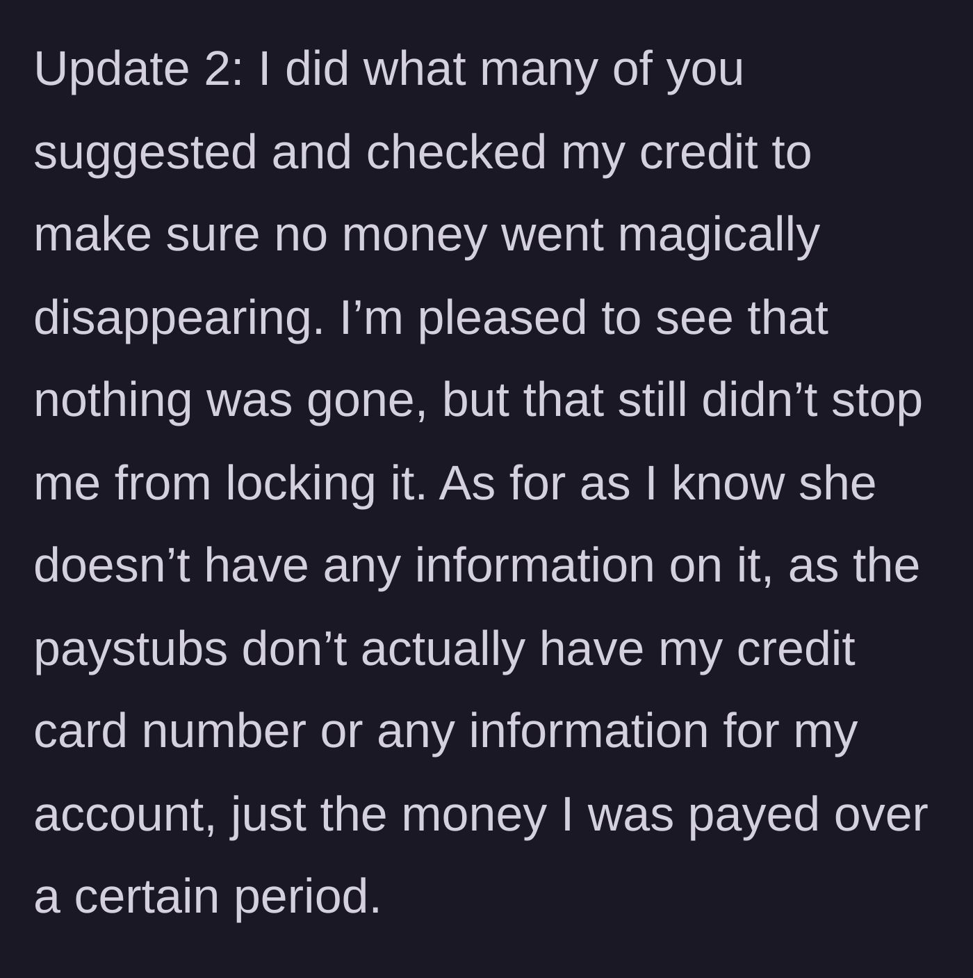 Story part 11 - A computer screen showing a clean credit report and a lock icon.