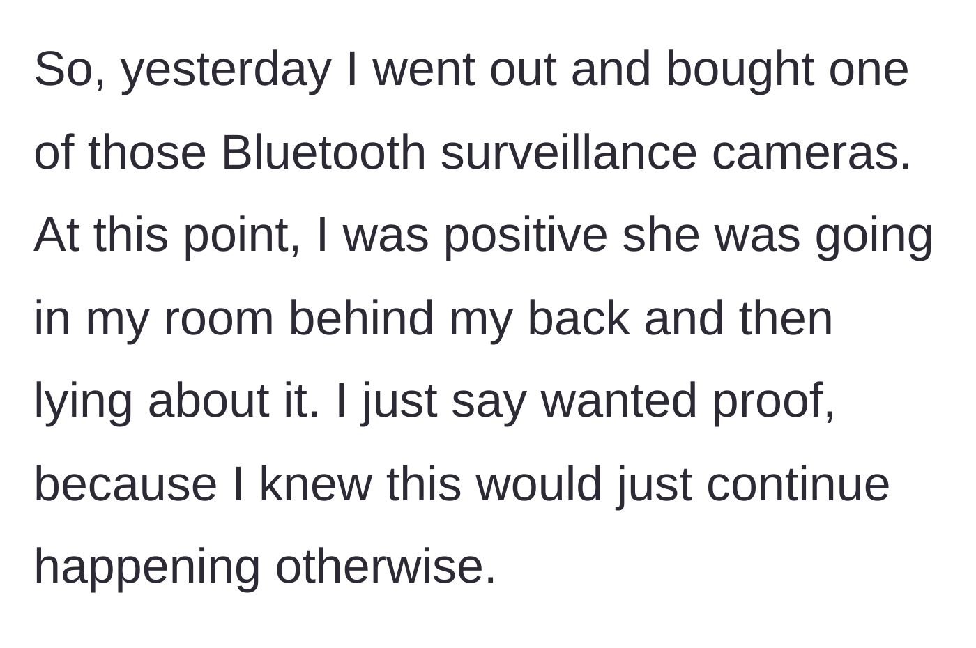 Story part 4 - A small bluetooth surveillance camera sitting on a shelf.