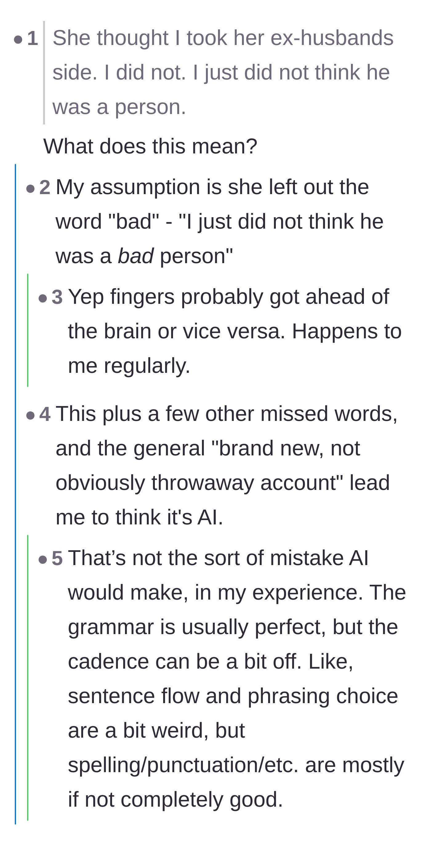 Comment thread 4 - A hilarious debate over the bride's typo about the ex-husband, with users trying to figure out what she actually meant to type.