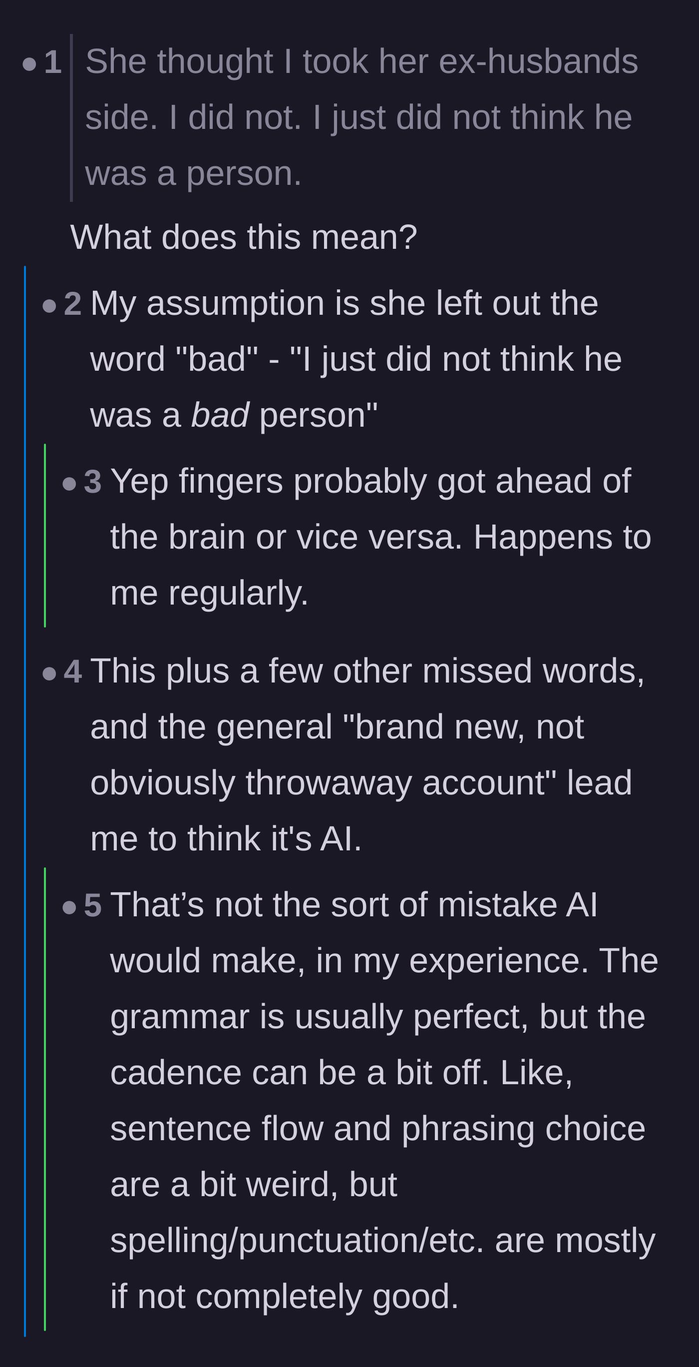 Comment thread 4 - A hilarious debate over the bride's typo about the ex-husband, with users trying to figure out what she actually meant to type.