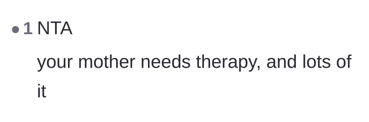 Comment thread 5 - A blunt recommendation for the mother to seek professional therapy