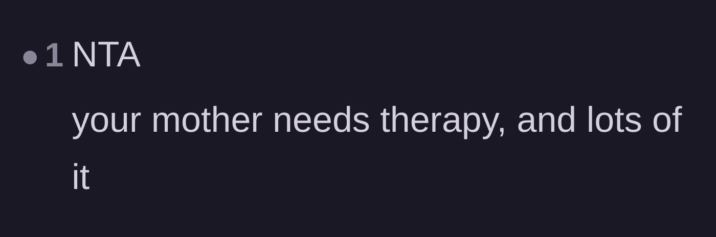 Comment thread 5 - A blunt recommendation for the mother to seek professional therapy