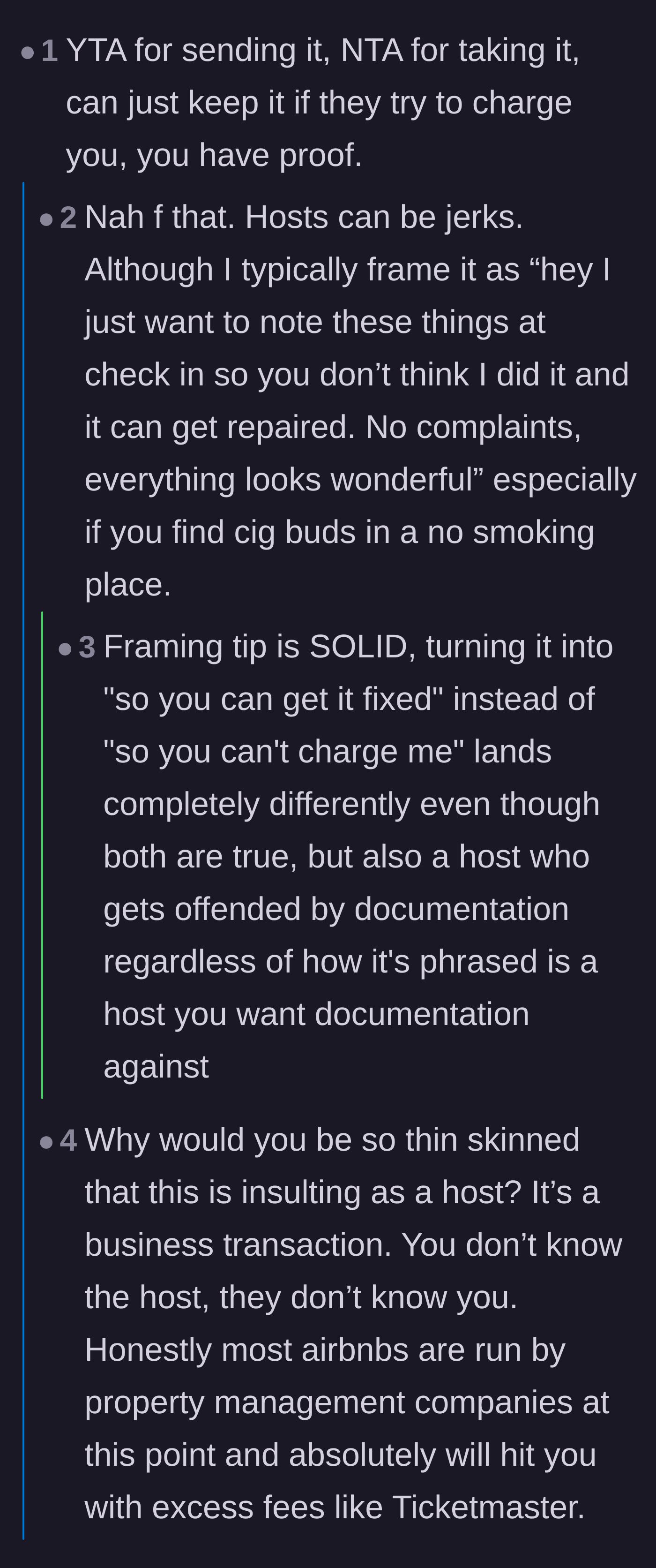 Comment thread arguing that a host getting offended by a standard business transaction is highly suspicious.
