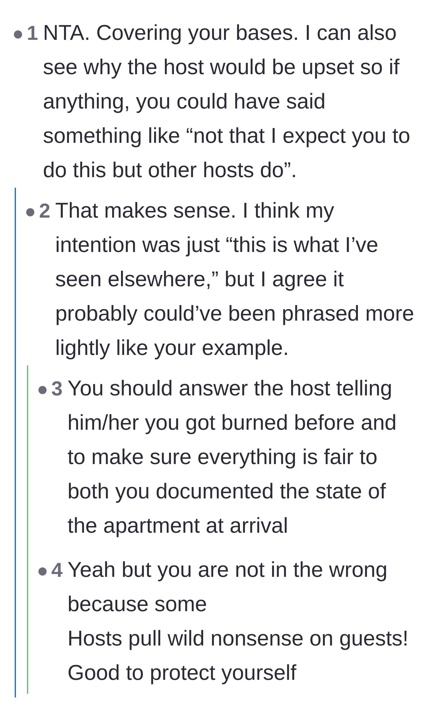 Comment thread where the original poster admits they could have softened their message with a diplomatic excuse.