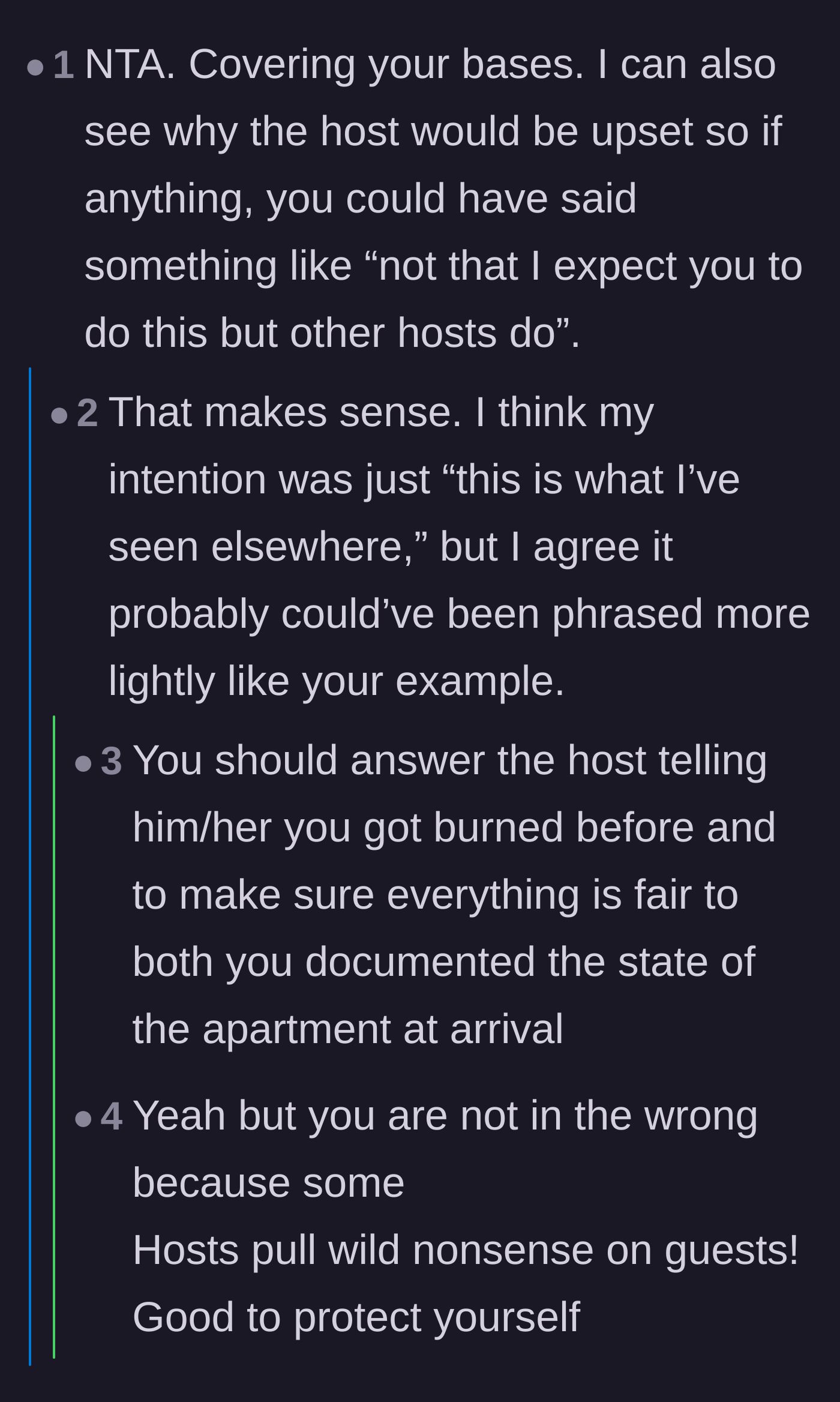 Comment thread where the original poster admits they could have softened their message with a diplomatic excuse.