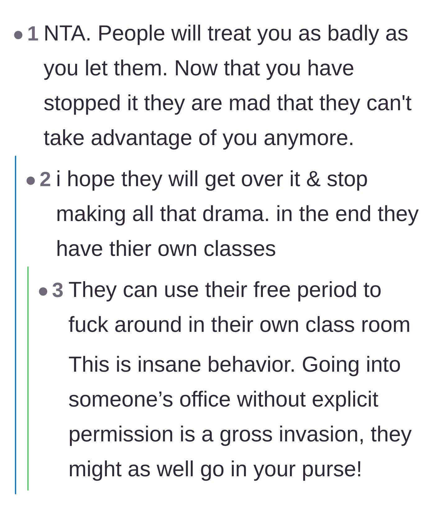 Comment thread 5 - Users comparing the invasion of the private office to a gross violation of personal property like rummaging through a purse.
