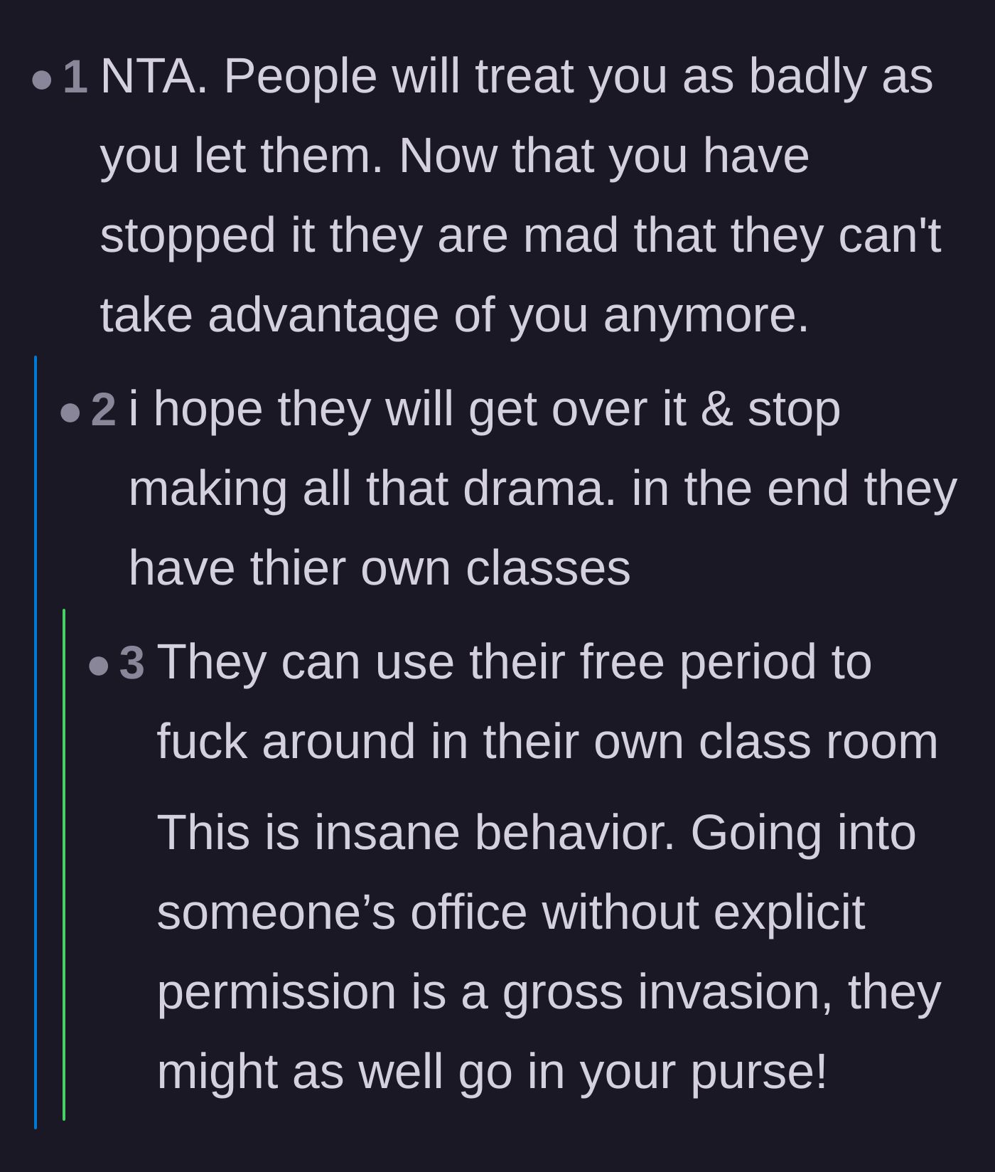 Comment thread 5 - Users comparing the invasion of the private office to a gross violation of personal property like rummaging through a purse.