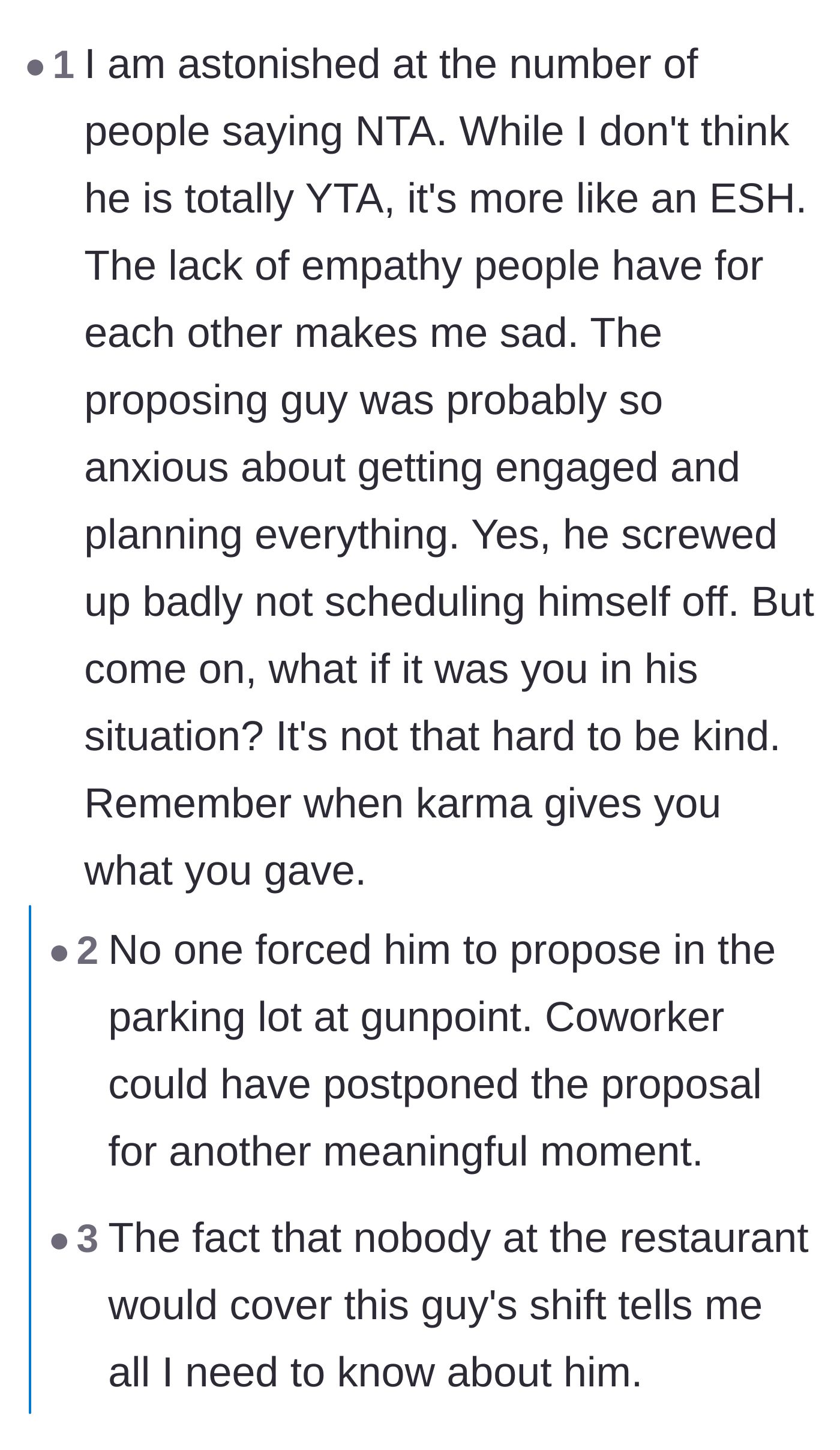 Comment thread 4 - Arguments about empathy shutting down when someone refuses to postpone their plans.