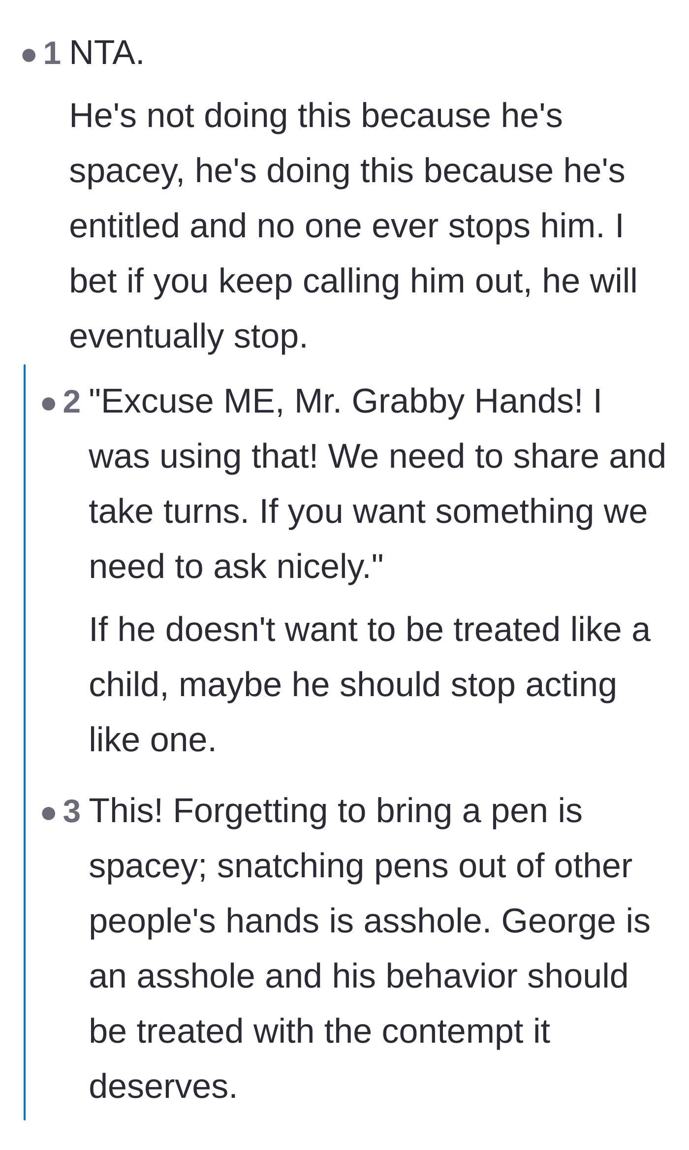 Comment thread 4 - Distinguishing between being genuinely forgetful and acting with pure entitlement.