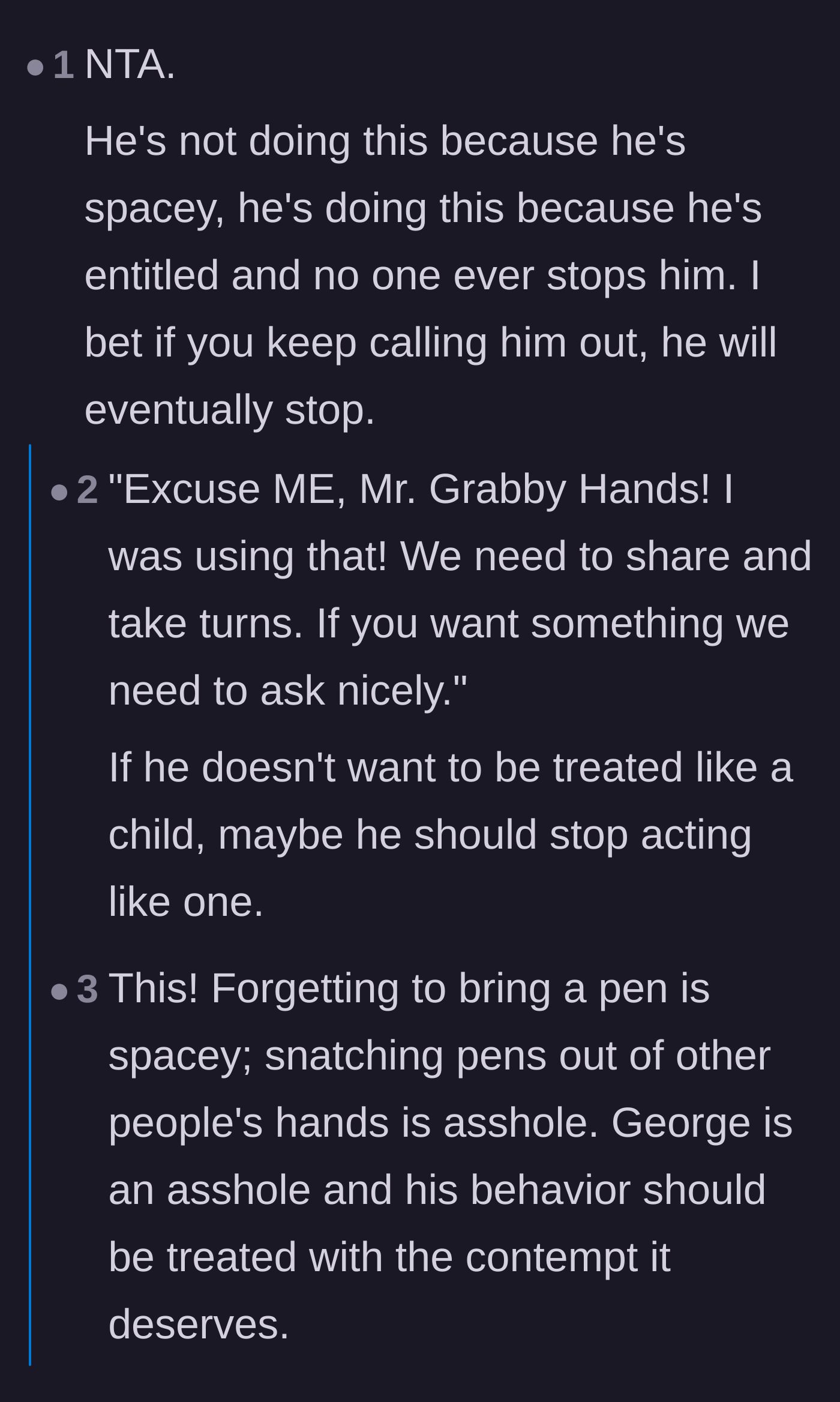 Comment thread 4 - Distinguishing between being genuinely forgetful and acting with pure entitlement.