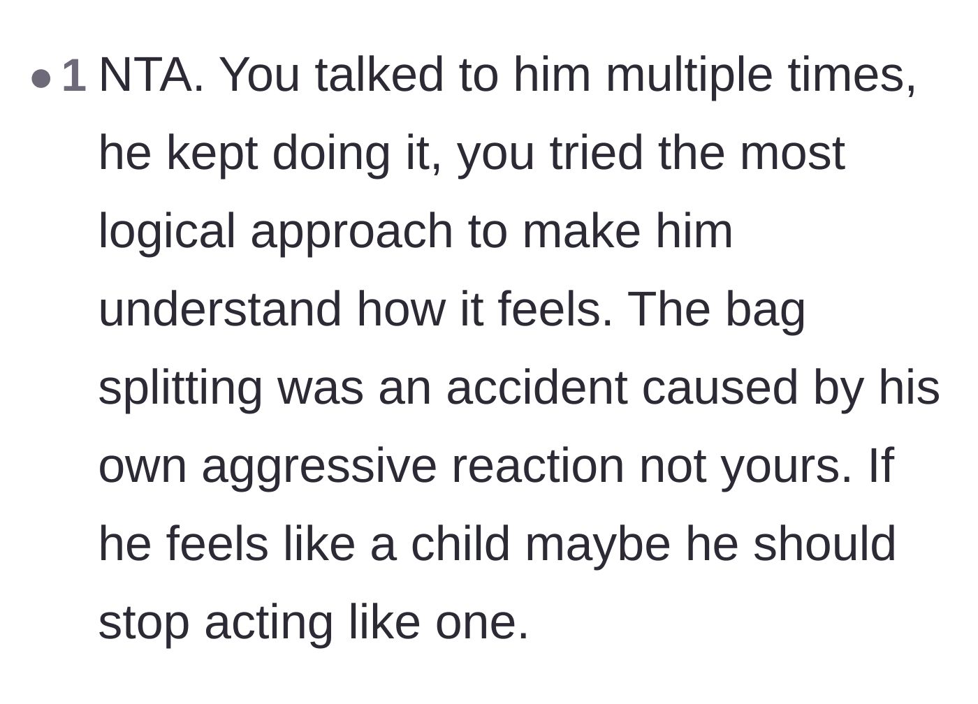 Comment thread 6 - Defending the main character's logic and assigning the blame for the mess to George's aggression.