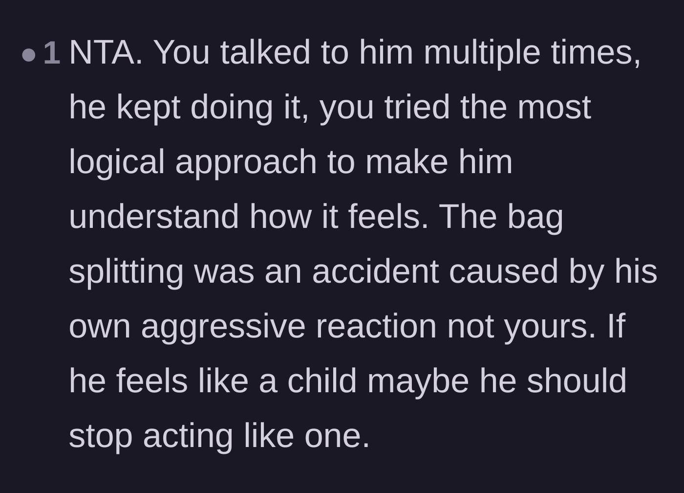 Comment thread 6 - Defending the main character's logic and assigning the blame for the mess to George's aggression.