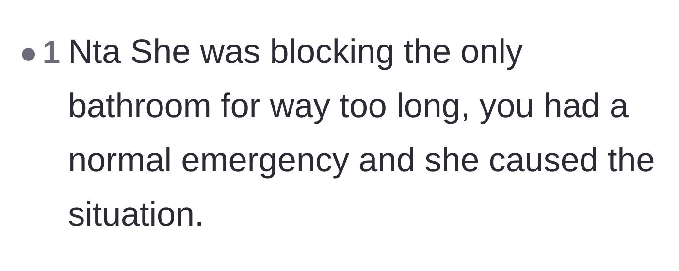 Comment thread 5 - A straightforward verdict that the roommate caused her own embarrassment.