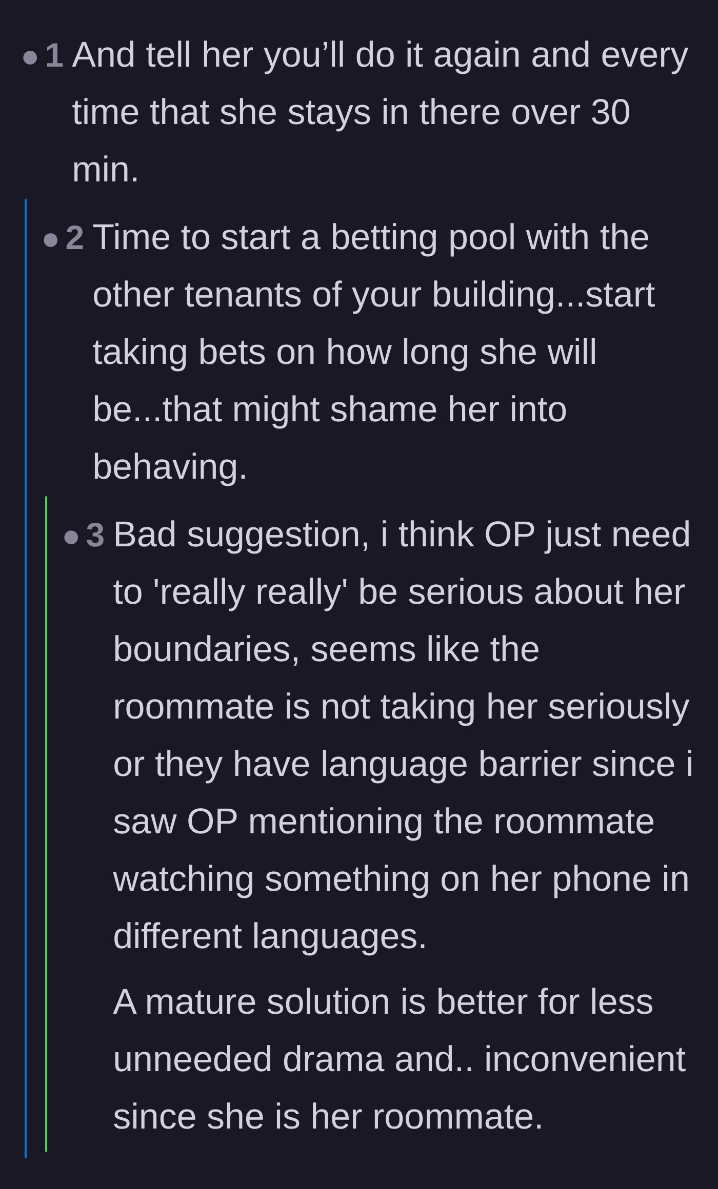 Comment thread 6 - Debating whether to start a betting pool or set serious mature boundaries.