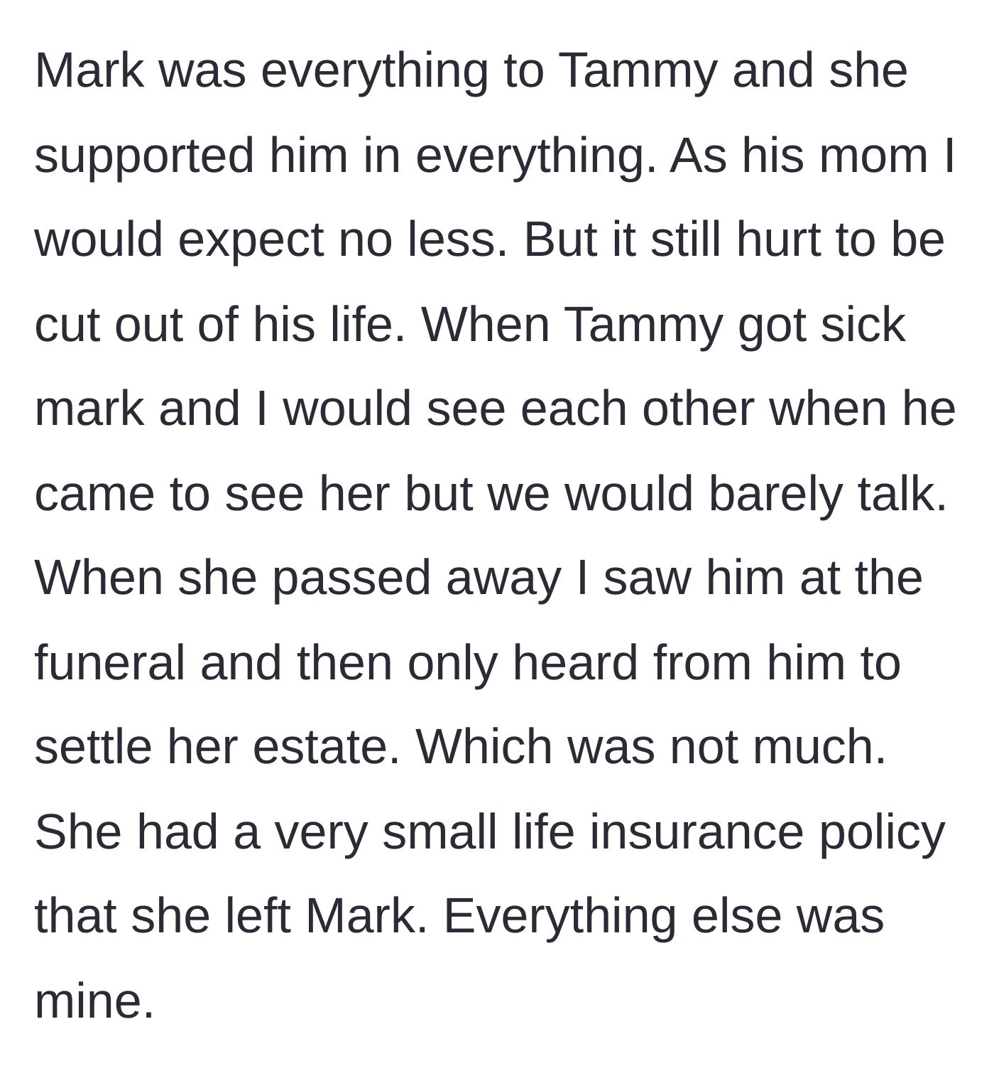 Story part 4 - The mother falls ill and passes away, while the relationship between the stepfather and son remains coldly distant.