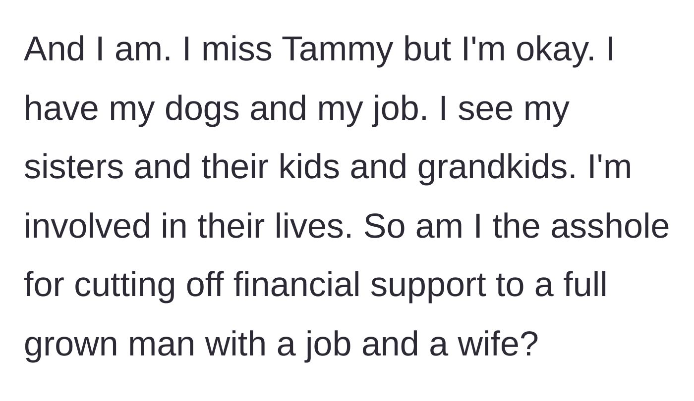 Story part 7 - The stepfather accepts the estrangement, finding peace with his dogs and his own extended family.