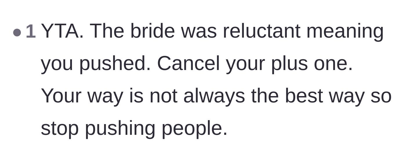 Comment thread 5 - A blunt observation about the girlfriend's pushy nature with both her friend and her boyfriend.