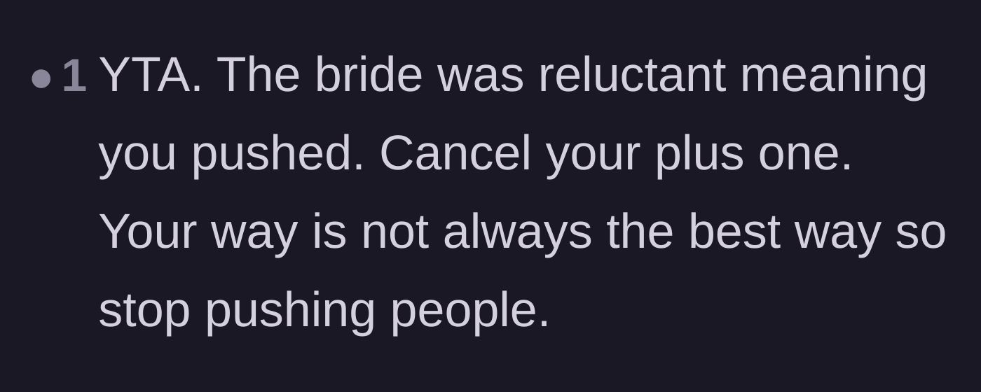 Comment thread 5 - A blunt observation about the girlfriend's pushy nature with both her friend and her boyfriend.
