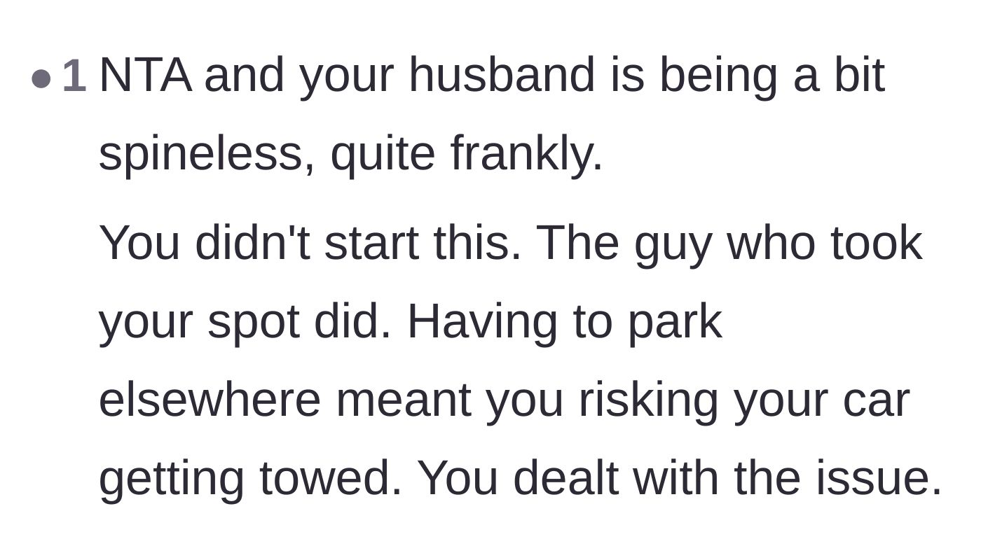 Comment thread 3 - Readers criticizing the husband's conflict-avoidance and validating the main character's decision to solve the problem.