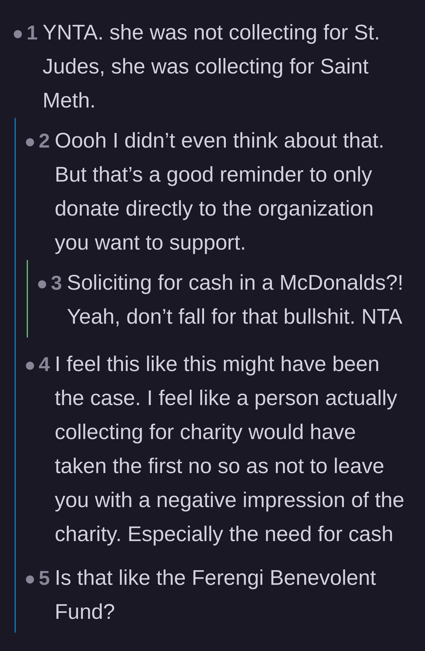 Comment thread 3 - Commenters suggesting the solicitor was actually collecting money for drugs rather than a real charity.