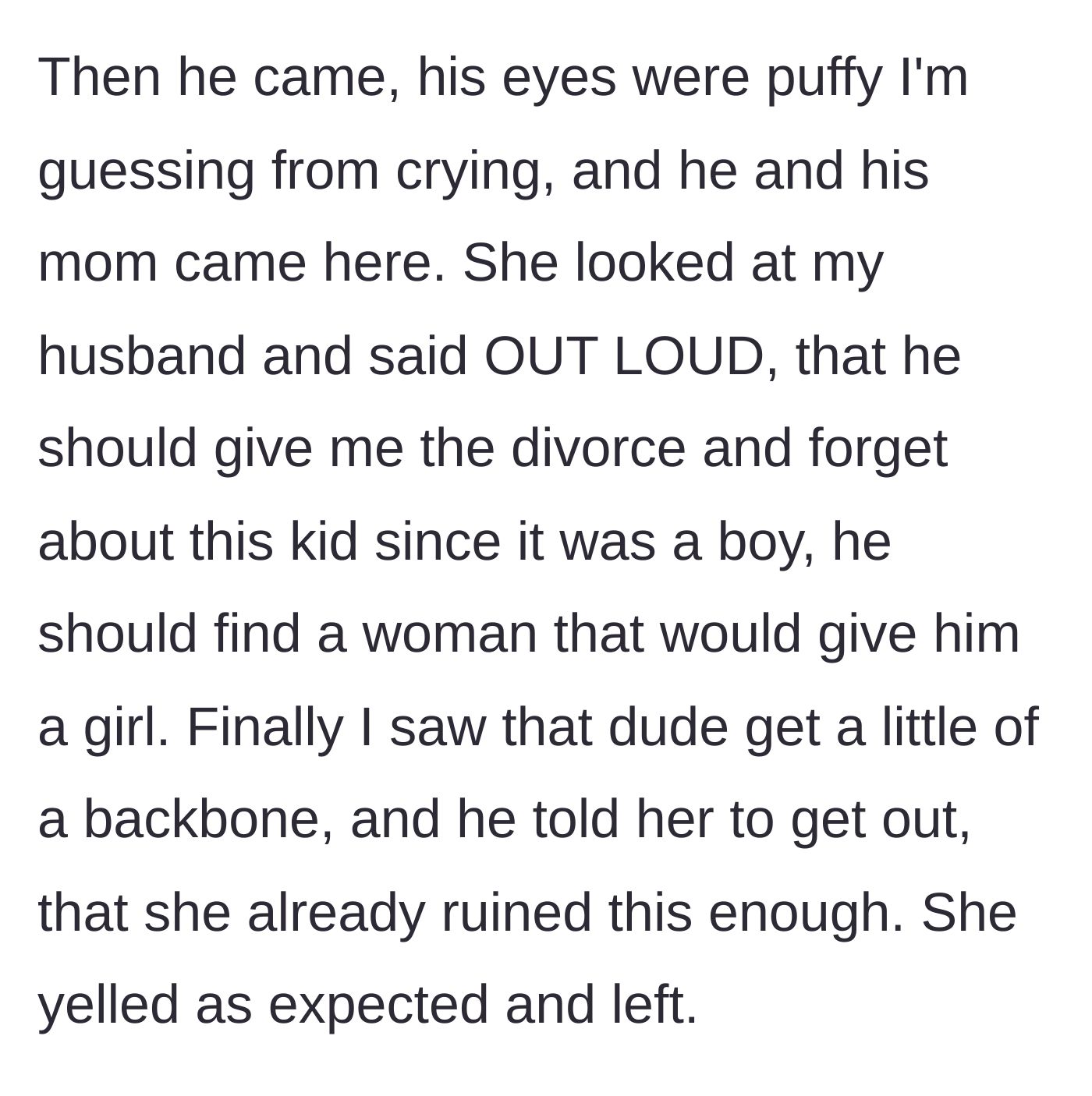 Story part 11 - Mother-in-law demanding her son divorce his wife over the baby's gender.