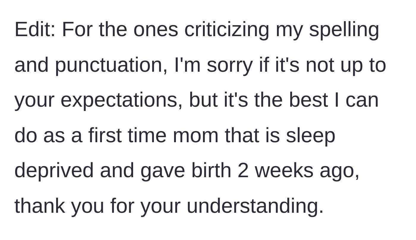 Story part 14 - An edit addressing internet critics about spelling mistakes.