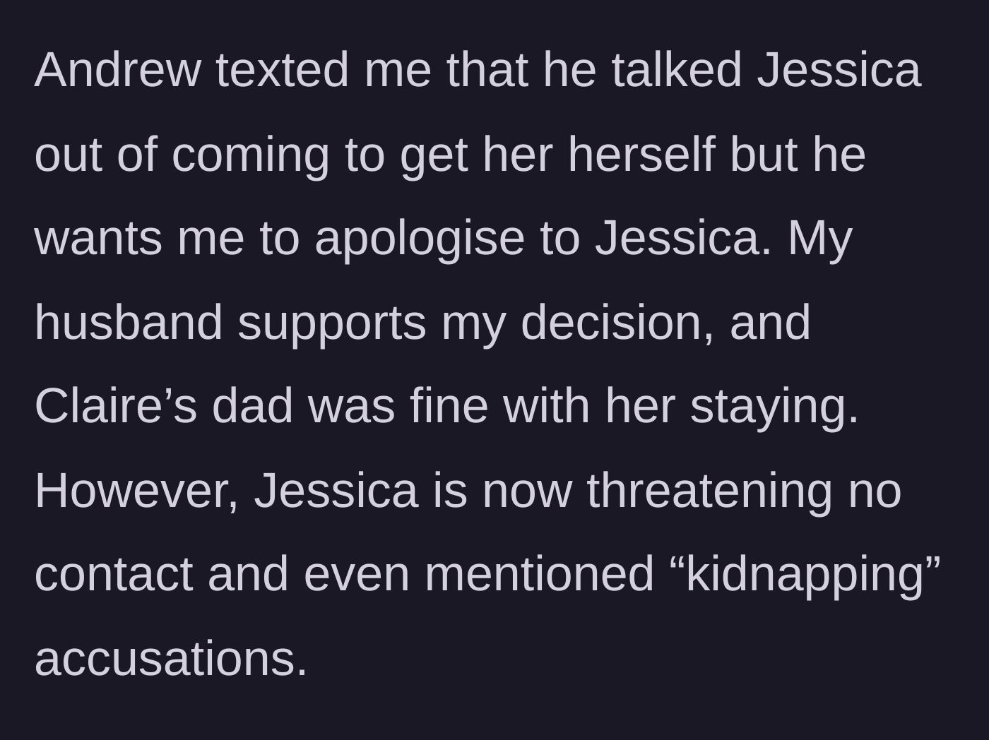 Story part 7 - The brother-in-law asking for an apology, while the sister-in-law threatens no contact and false legal accusations.