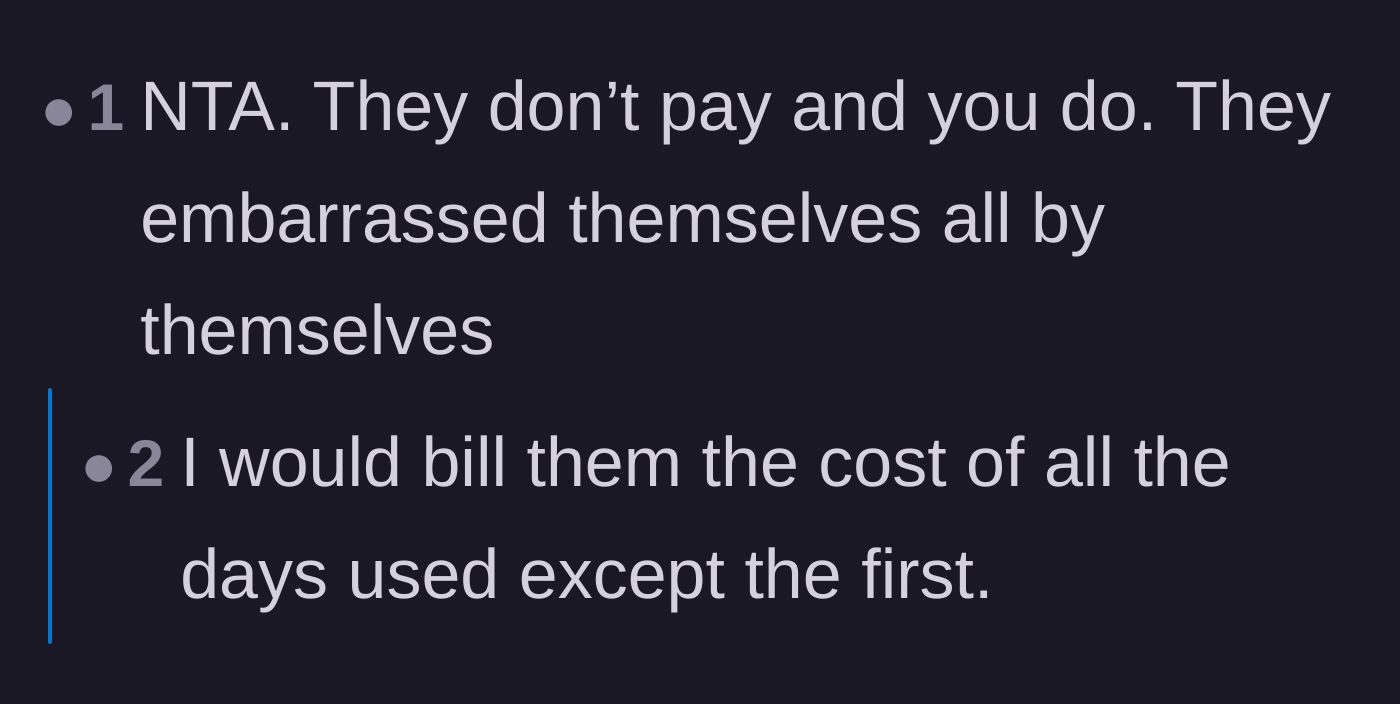 Comment thread 4 - A thread pointing out the financial unfairness of the situation and suggesting the neighbor be billed for the extra days.
