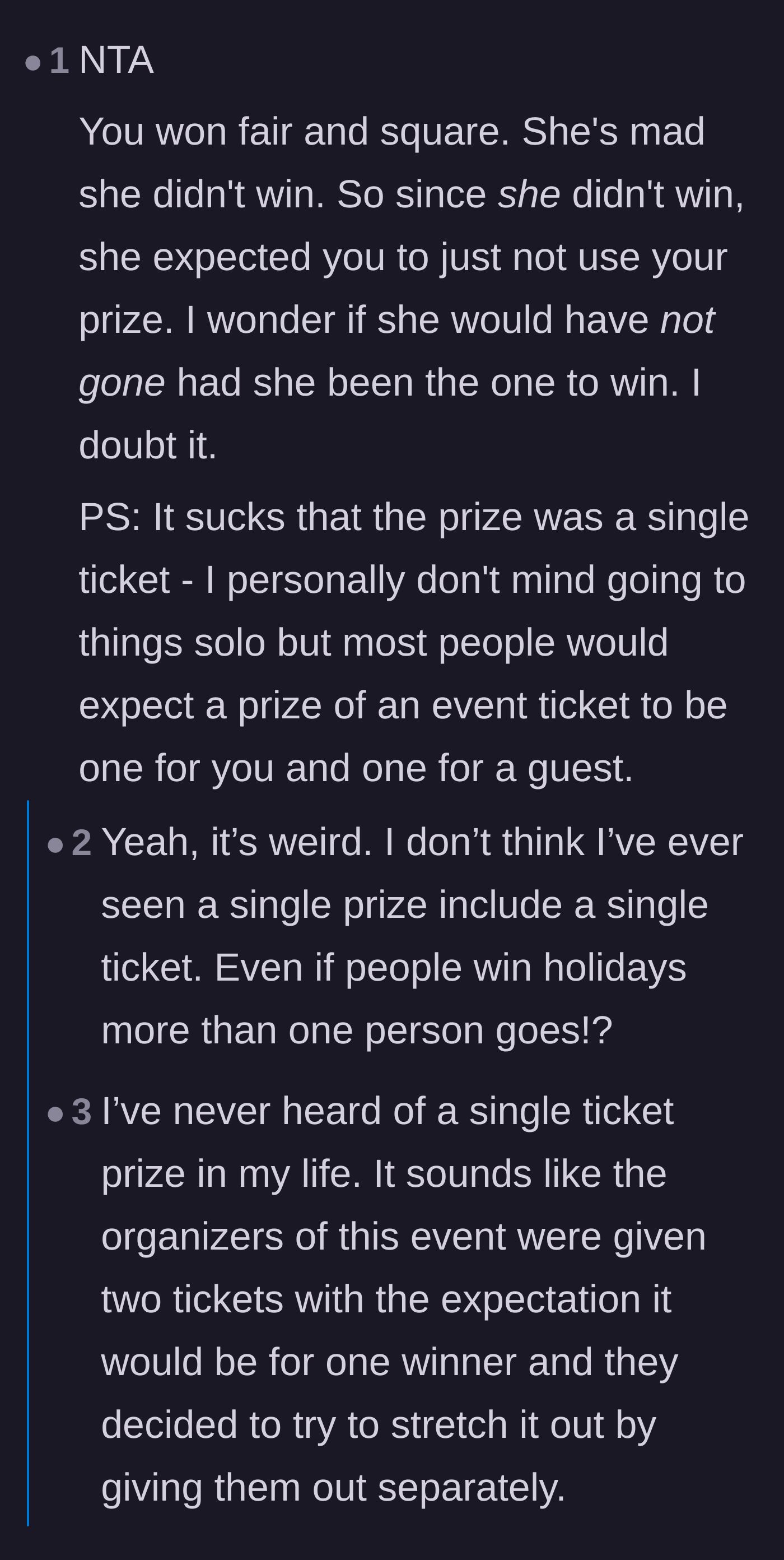 Comment thread 2 - Commenters speculating that the jealous friend absolutely would have attended the race if the roles were reversed.