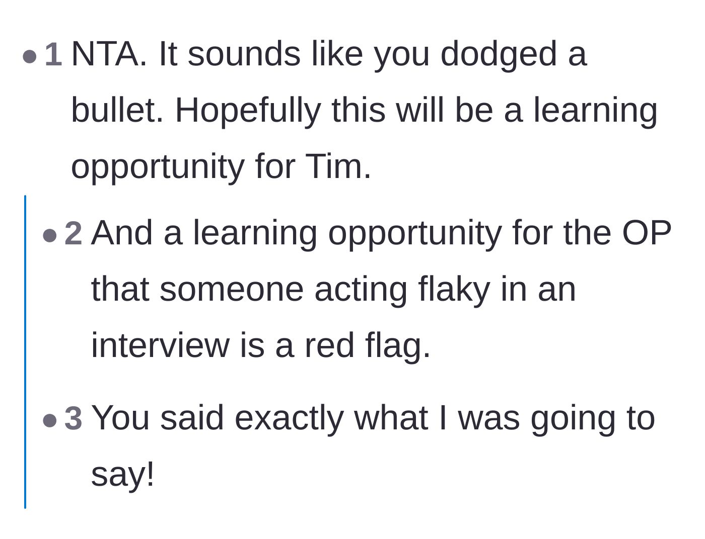 Comment thread 4 - Readers agree this was a dodged bullet and a valuable lesson for the new manager about hiring out of desperation.